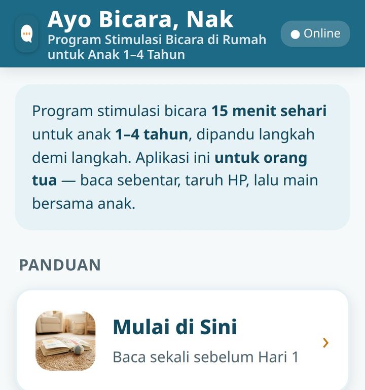 Menu utama aplikasi
